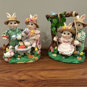 🔻🔻🔻Vintage Fabric Mach'e Spring Bunnies Easter Decor